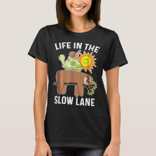 Camiseta Divertida de Perezoso con Tortuga y Carac
