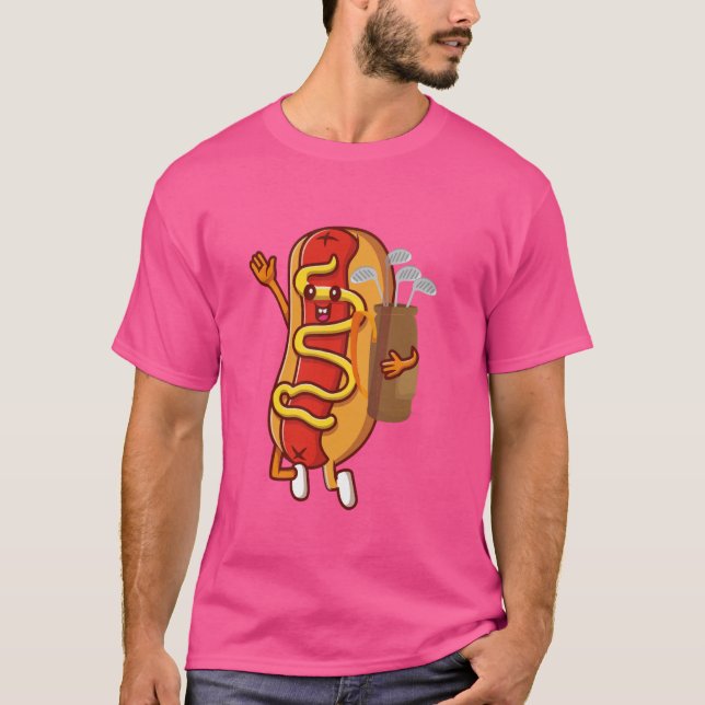 Camiseta divertida de perro caliente de golf con d (Anverso)