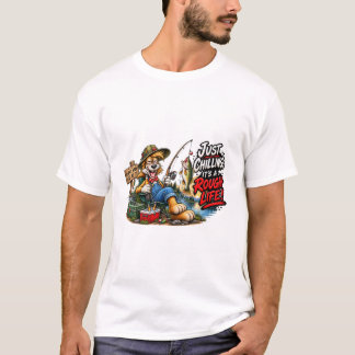 Camiseta divertida de perro de pesca con vida dura