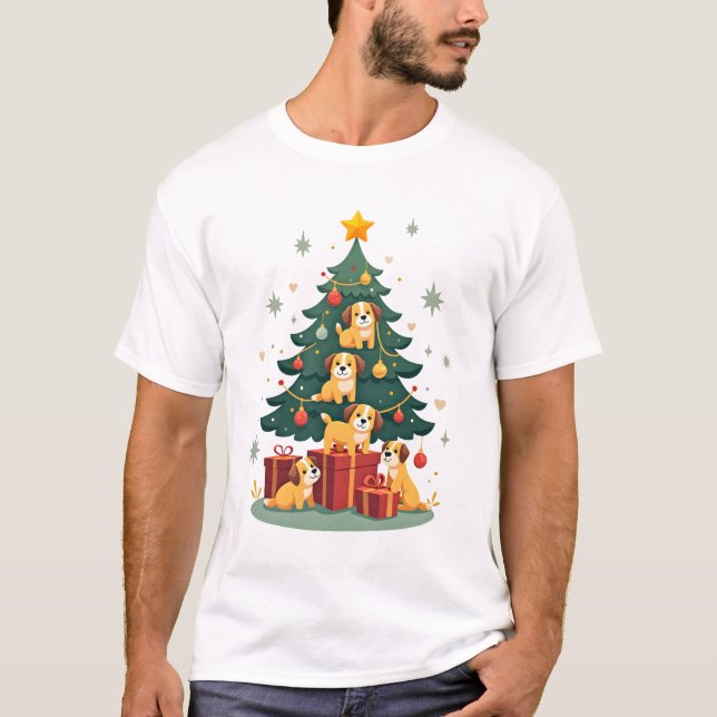 Camiseta divertida de perro lindo de Navidad X (Anverso)