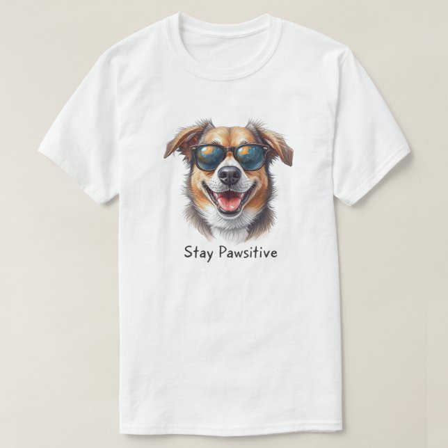 Camiseta Divertida de Perro Mantén la Actitud (Diseño del anverso)