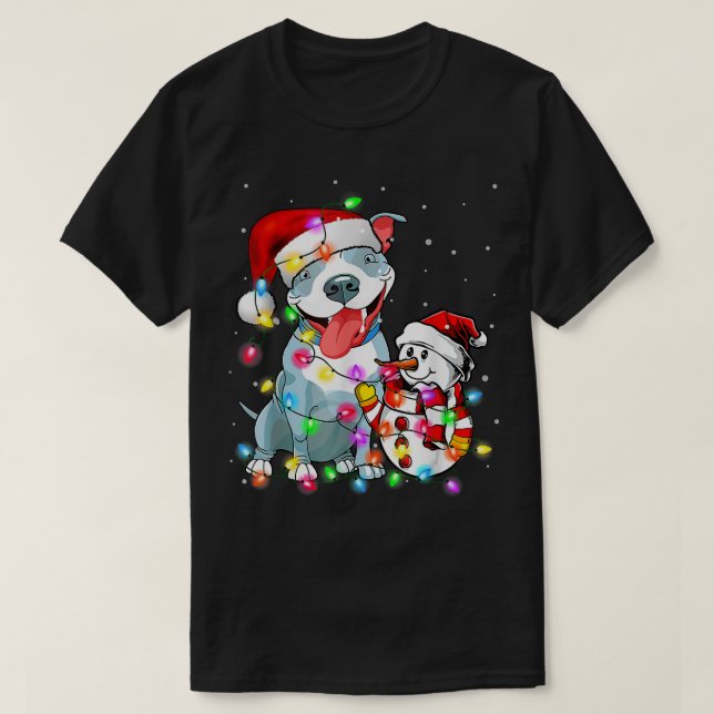 Camiseta divertida de perro Pitbull de Navidad hom (Diseño del anverso)