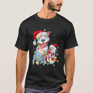 Camiseta divertida de perro Pitbull Navidad Muñeco
