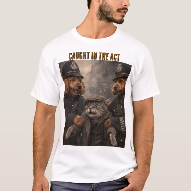 Camiseta Divertida de Perro Policía Atrapado en el (Anverso)