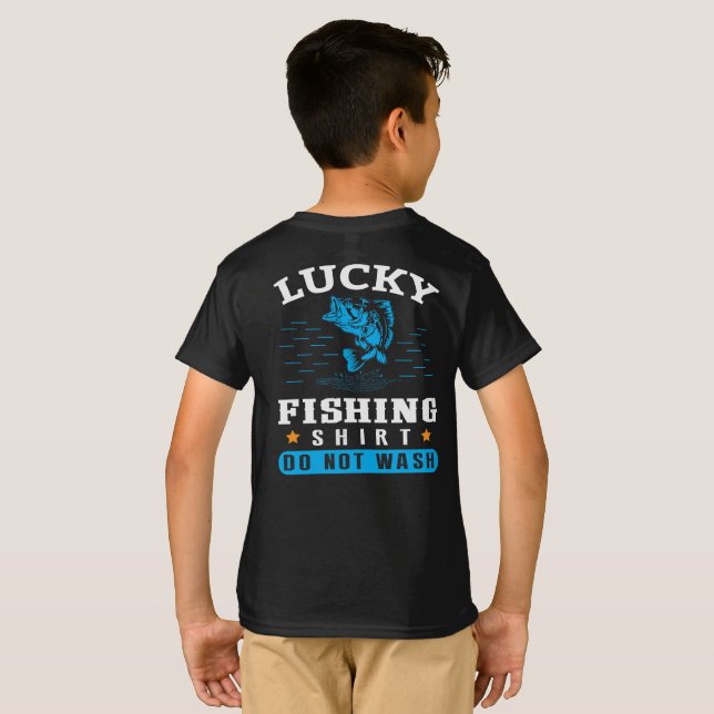 Camiseta divertida de pesca con suerte No lavar ca (Reverso completo)