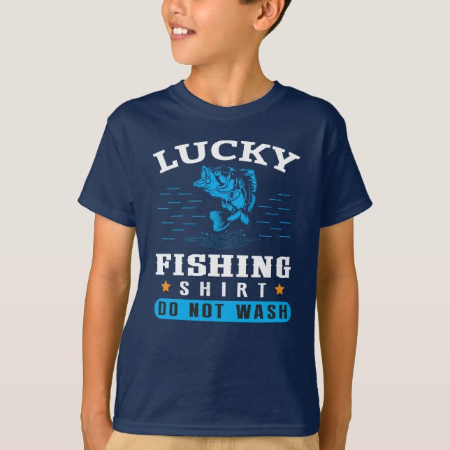 Camiseta divertida de pesca con suerte No lavar T- (Anverso)