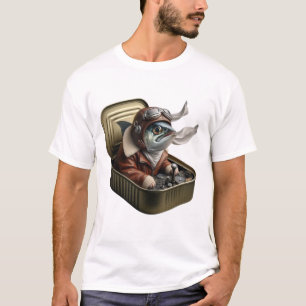Camiseta divertida de pez volador sardina aviador