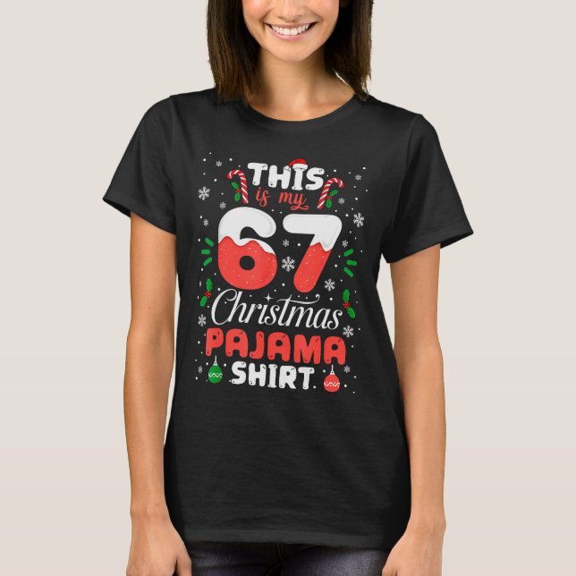 Camiseta Divertida de Pijama de Navidad 67 Seis Si (Anverso)