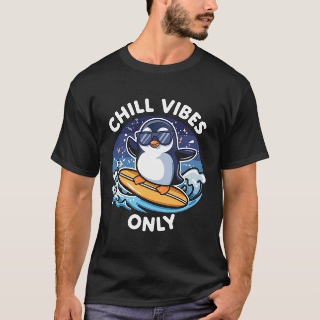 Camiseta divertida de pingüino con vibraciones rel (Anverso)