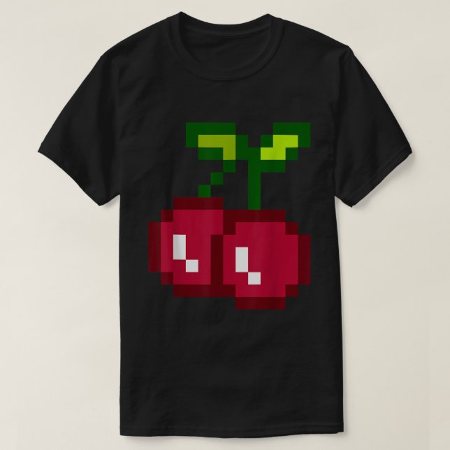 Camiseta divertida de píxeles de cereza para jugad (Diseño del anverso)