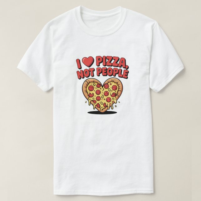 Camiseta Divertida de Pizza 'Amo la Pizza, No a la (Diseño del anverso)