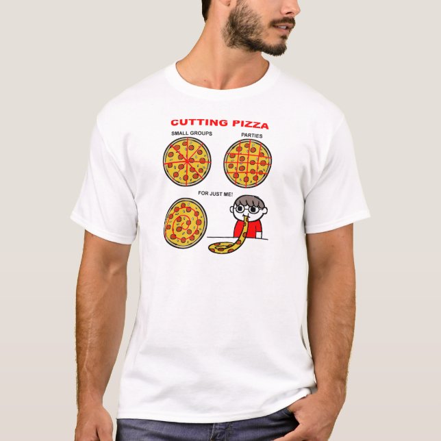 Camiseta divertida de pizza cortada (Anverso)