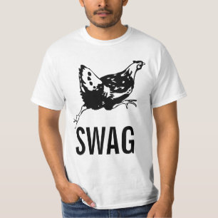 Camiseta divertida de pollo en marcha