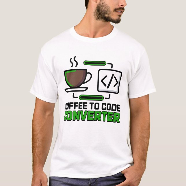 Camiseta divertida de programador Conversor de caf (Anverso)