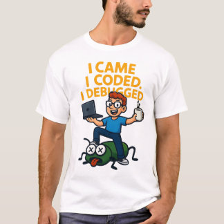 Camiseta divertida de programador 'Llegué, codifiq