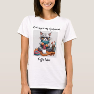 Camiseta divertida de punto Superpoder Gato