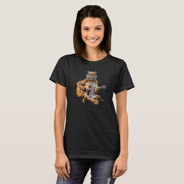 Camiseta divertida de rockero con tigre (Anverso completo)