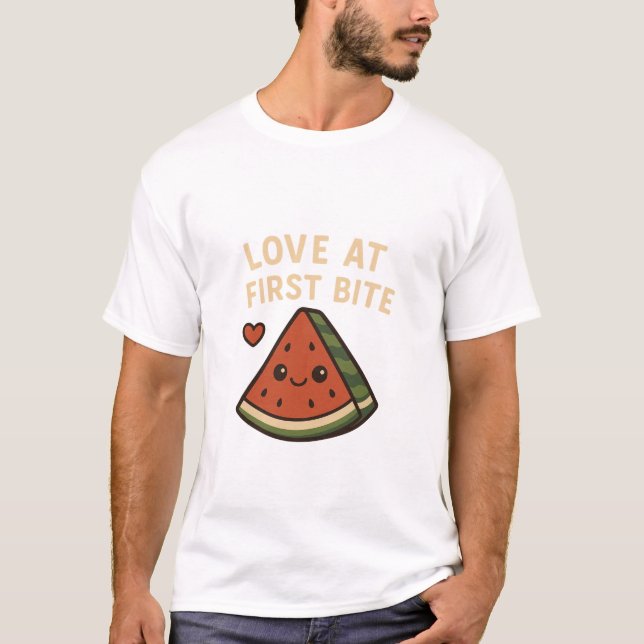 Camiseta Divertida de Sandía Kawaii Amor a Primera (Anverso)