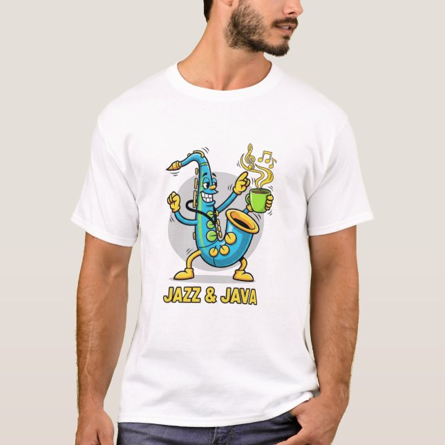 Camiseta divertida de saxofón de Jazz & Java | Jaz (Anverso)