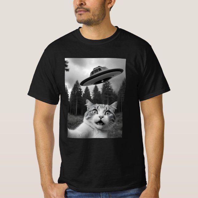 Camiseta divertida de secuestro de Alien para gato (Anverso)