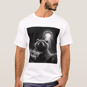 Camiseta divertida de selfie de mapache con pizza