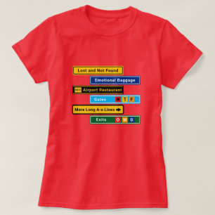 Camiseta divertida de señales perdidas en el aerop
