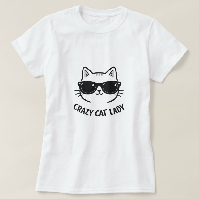 Camiseta Divertida de Señora Gata Loca con Gafas d (Diseño del anverso)