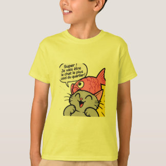 Camiseta divertida de super gato y pez para niños