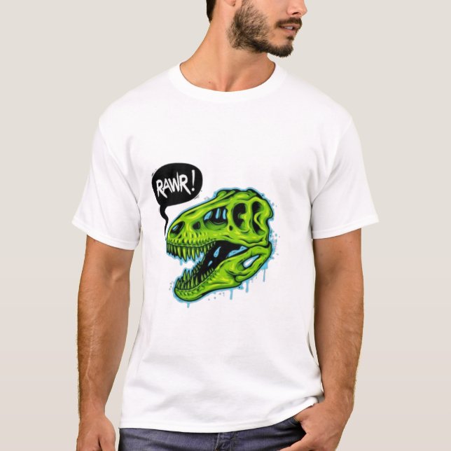 Camiseta divertida de T-Rex dinosaurio RAWR - Verd (Anverso)