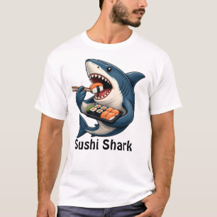Camiseta divertida de tiburón de sushi