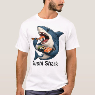 Camiseta divertida de tiburón de sushi