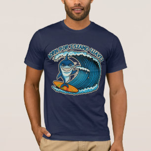 Camiseta divertida de tiburón surfista para hombre