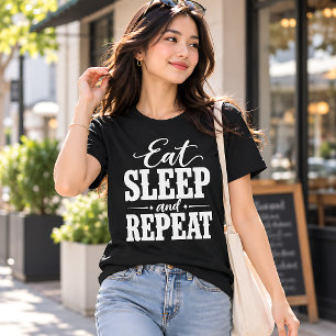 Camiseta divertida de tipografía Eat Sleep and Rep