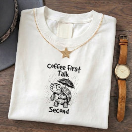 Camiseta Divertida de Tortuga Gruñona y Café