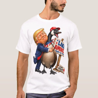 Camiseta Divertida de Trump Abrazando Ganso Lago A