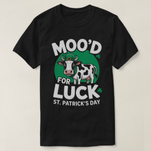 Camiseta divertida de vaca con 'Moo’d for Luck' pa