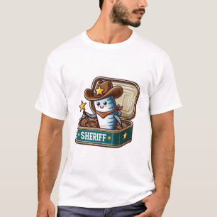 Camiseta divertida de vaquero sheriff con sardina