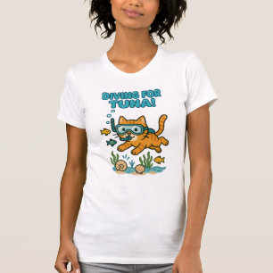 Camiseta divertida de verano de gato para buceo