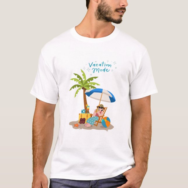 camiseta divertida de verano modo vacaciones (Anverso)