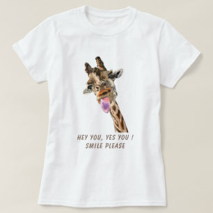 Camiseta divertida de Wink Giraffe Tongue Out Play