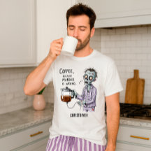 Camiseta Divertida de Zombie y Café con Humor Sarc