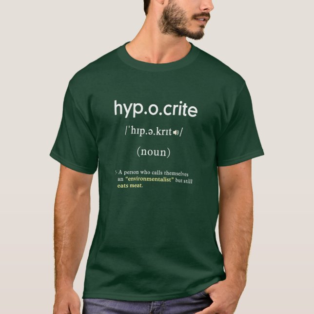 Camiseta divertida definición de hipócrita vegana (Anverso)