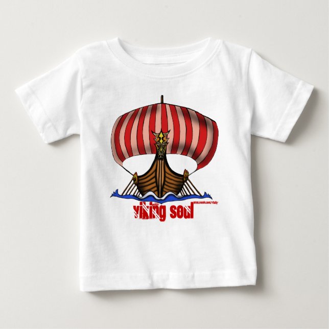 Camiseta divertida del bebé de la nave de Viking (Anverso)