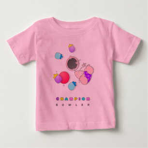 Camiseta divertida del bebé de los bolos