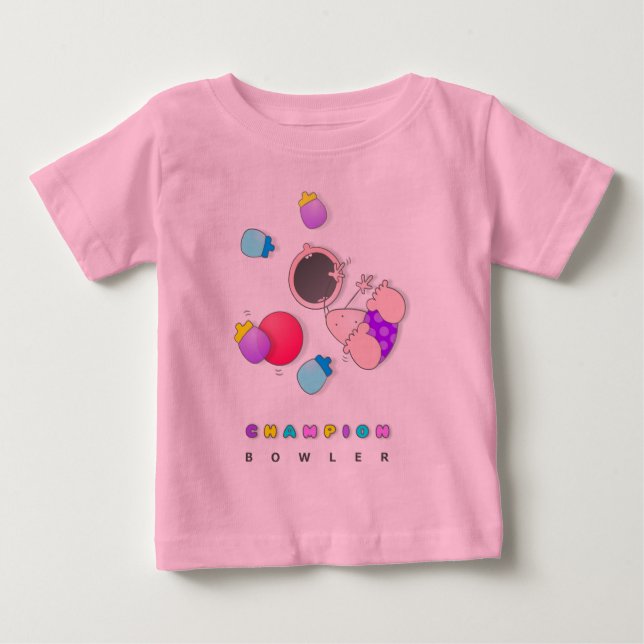 Camiseta divertida del bebé de los bolos (Anverso)
