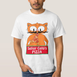 Camiseta divertida del bigote de gato de dibujos a