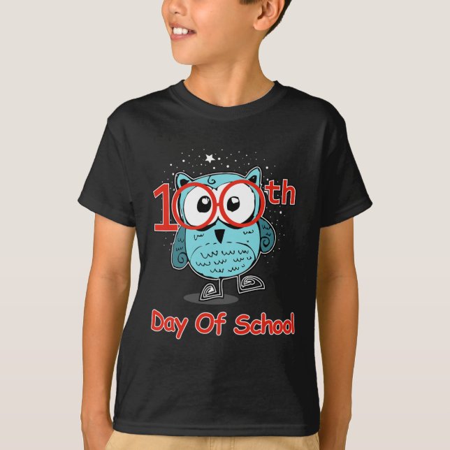Camiseta divertida del búho para el día 100 de esc (Anverso)