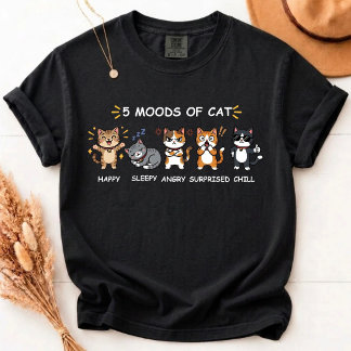 Camiseta divertida del estado de ánimo de gato