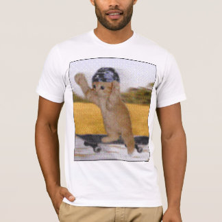 Camiseta divertida del gato que anda en monopatín