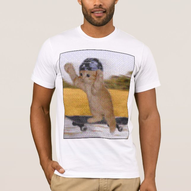 Camiseta divertida del gato que anda en monopatín (Anverso)